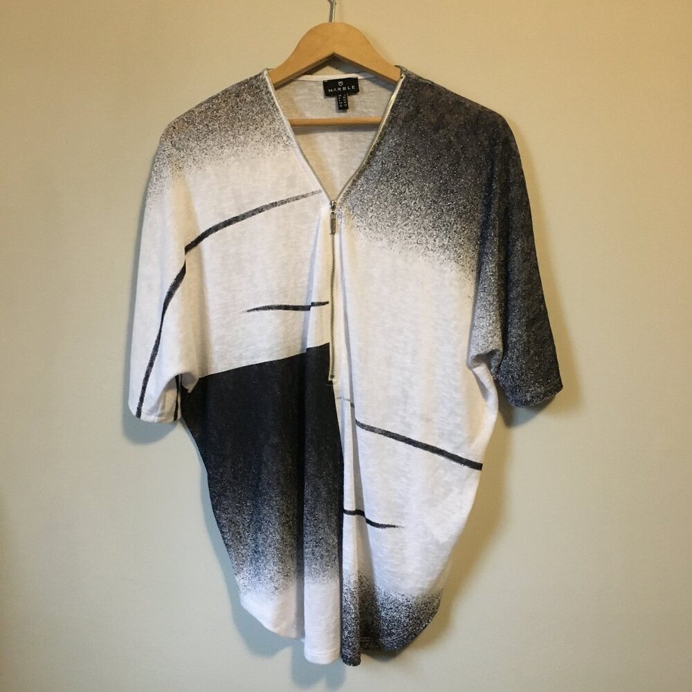 Marble Scotland Zipper Detail Draped Bauhaus Top - Medium